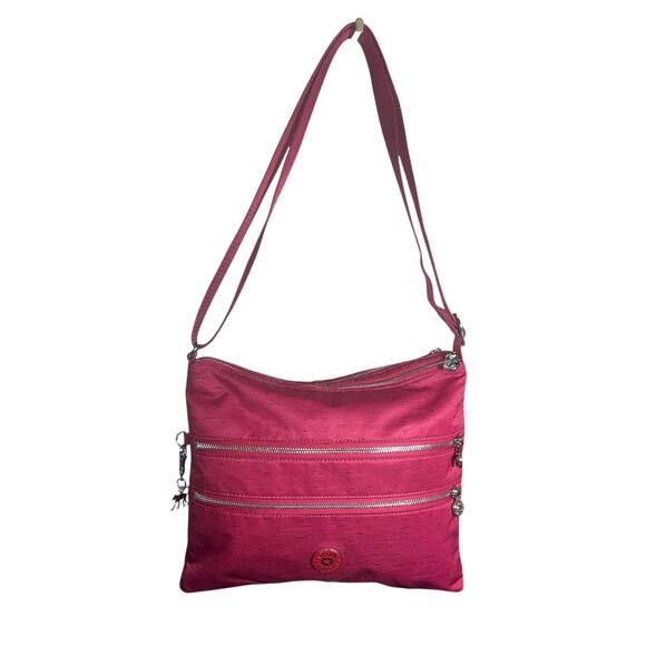 Kipling Alvar Crossbody Bag Raspberry Nylon Adjustable Strap Zipper Pockets - Picture 1 of 7